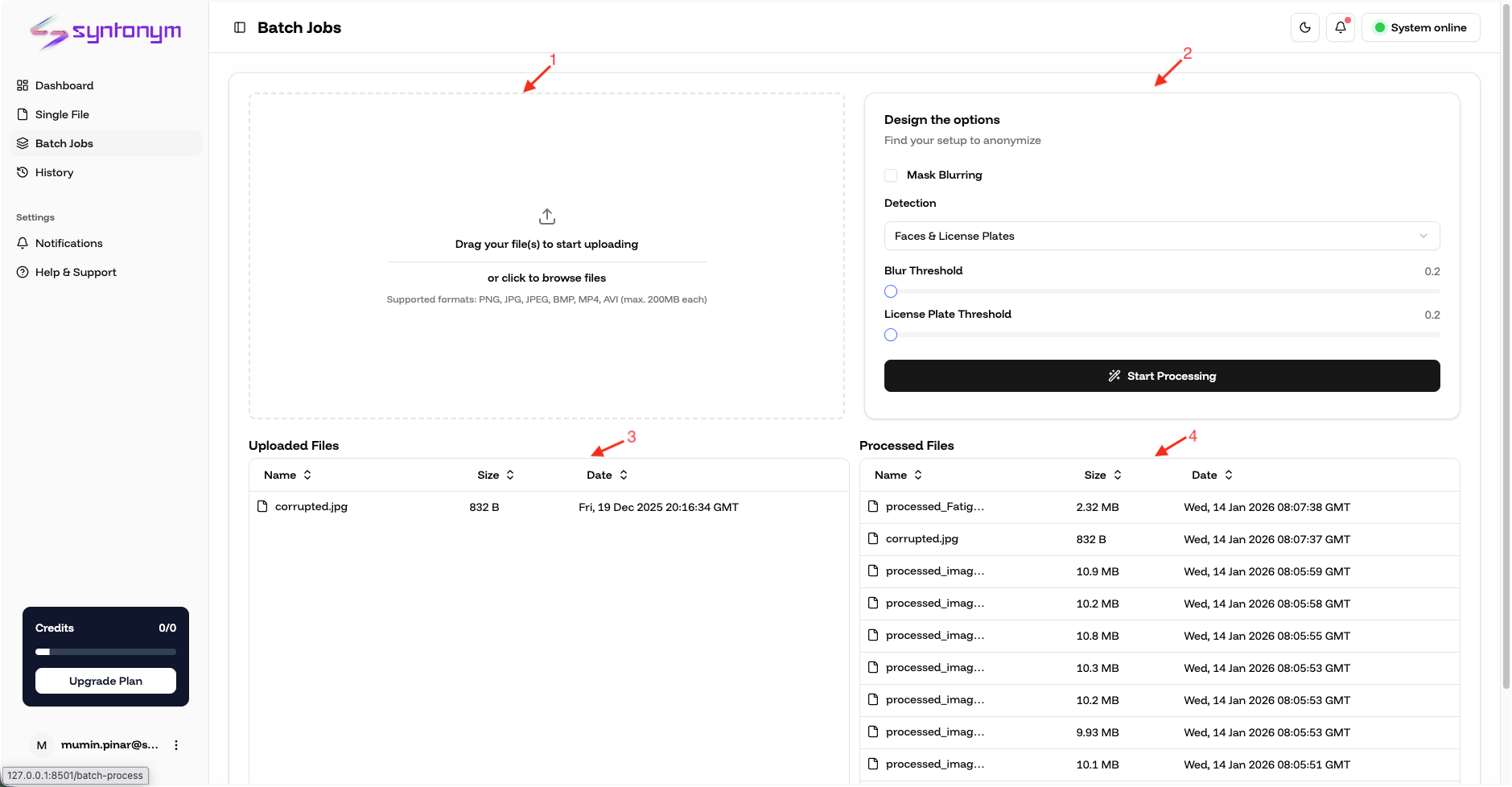 Batch Jobs Table View